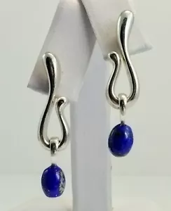 Angela Cummings Studios Sterling Silver Modernist Blue Lapis Drop Earrings FZ - Picture 1 of 4