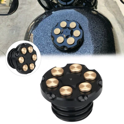 Black Fuel Gas Tank Oil Cap Cover For Harley Sportster XL 883 1200 Dyna Softail Foto 1 de 4