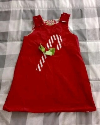 Vestido de Navidad reversible Bailey Boys rojo bastón de caramelo/rosa verde cachemira talla 6 Foto 1 de 4