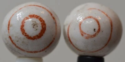 Pair of Handmade Bull's Eye Glazed China Marbles, 0.65 inch each, Germany, S1495 - Image 1 of 4