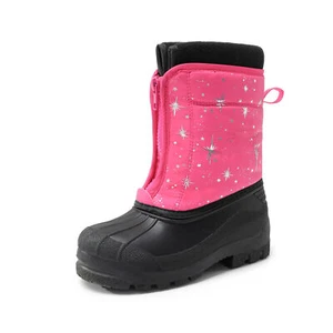 Boys Girls Kids Snow Boots Zip Waterproof Mid Calf Outdoor Winter Warm Ski Boots - Picture 1 of 16