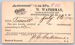 K19/ Georgetown Kentucky Postcard c1882 Postal A.O.U.W. United Workers 264 - Picture 1 of 4