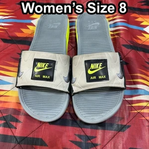 Nike Air Max 90 Slides Sandals Gray Volt Black Neon Women’s Size 8 CT5241-001 - Picture 1 of 19