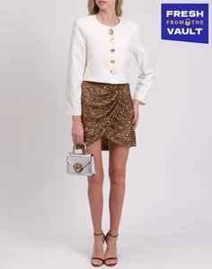 RRP€371 DEREK LAM 10 CROSBY Jacquard Smart Jacket US0 UK4 IT36 2XS Cropped Lined - Picture 1 of 6