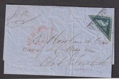 Cape of good Hope  1857 4p folded cover  Grahams Town to Port Elizabeth - Image 1 of 2