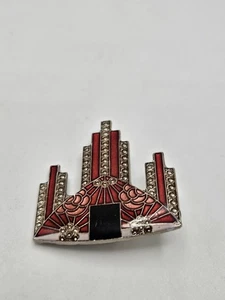 Vintage Art Deco Pierre Becks Style Enamel Sky Scrapers Brooch Pin - Picture 1 of 8