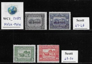 WC1_13189. IT. COL.: ERITREA. 1910-29 AFR. THEMES sets. Scott 47-50. MVLH-MNH - Picture 1 of 1