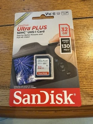 SanDisk Ultra Plus SDHC UHS-I Card 32GB New Sealed - Image 1 of 2