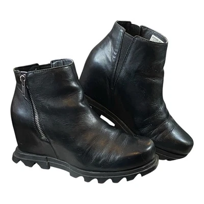 Sorel Joan Of Arctic Wedge III Botas con Cremallera para Mujer 8 Negro Gamuza Cuero Impermeables Foto 1 de 4