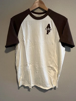 Camiseta Raglán ABERCROMBIE & FITCH Vintage Ajuste Muscular Marfil/Marrón, Para Hombre Talla L Foto 1 de 4