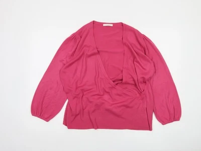 Marks and Spencer Women’s Pink Wrap Knit Jumper Size 22 - Image 1 of 4