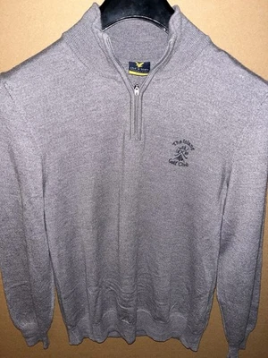 Мужской пуловер Lyle & Scott средний шерстяной на молнии 1/4 The Island клюшка для гольфа серый отличный - Изображение 1 из 3