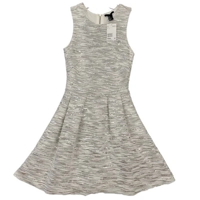 Mini Vestido H&M Gris Plata Brillante Lentejuelas Sin Mangas Escote NUEVO $34 Mujer Talla 4 Foto 1 de 4