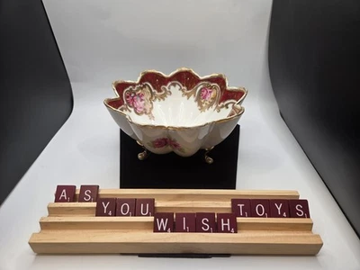 Antique RC Nippon Hand Painted Floral Rose Painted Gold Lace Design Bowl - Image 1 of 4