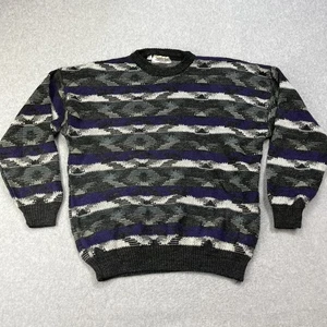 Pronto Uomo Sweater 3D Knit Mens Size Larg Pullover Cosby Grandpa Wool Blend - Picture 1 of 11