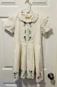 Mini Boden Girls 8-9Y Embroidered Cotton Unicorn & Flowers Off White Dress - Picture 1 of 4