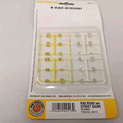 Bachmann 42513 N Scale Railroad and Street Signs 24 pieces - Image 1 of 3
