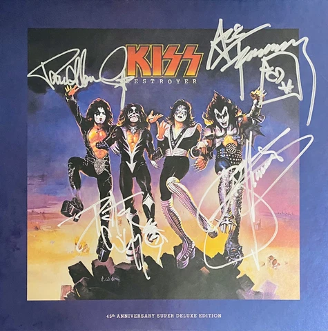 KISS Signed Box Set Ace Frehley Paul Stanley Autographed  Destroyer 45th Anniver Cover