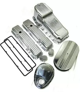 1958-1979 Small Block Chevy 283-350 Tall Polished Finned Engine Dress Up Kit SBC - Bild 1 von 1
