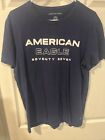 American Eagle Outfitters Mens Graphic Print Crew Neck T-Shirt Blue Logo