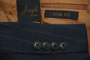 Joseph Jos A Bank Slim Fit Metropolitan Charcoal Pinstriped Wool 2 Pc Suit 44 - Picture 1 of 11