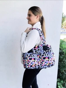 Multi Colored Quilted Puffer Tote - Gym, Errands, Travel Bag shoulder strap NEW! - Picture 1 of 2