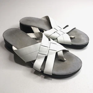 Croft Barrow Sandals Women 10 M White Strappy Slip On Wedge - Picture 1 of 13