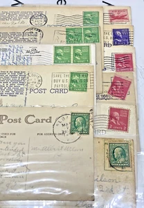 VTG LOT 1 Cent, 2 Cent, 3 Cent & 6 Cent Canceled Stamps on Post Cards LOT of 11 - Picture 1 of 15