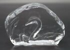 Cristal d'Arques Art Glass Lead Crystal Paperweight Swan + Baby  Clear France