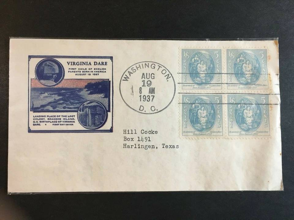 US FDC # 796 Virginia Dare; Block of Four - Image 1 of 1