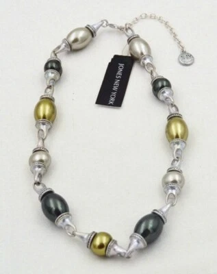 ВИНТАЖНЫЙ JONES НЬЮ-ЙОРК ОВАЛЬНЫЙ ЖЕМЧУГ БИСЕР ОЖЕРЕЛЬЕ - Изображение 1 из 2