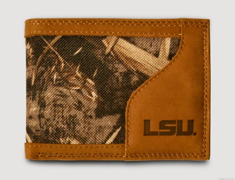 LSU Tigers Bi-fold Realtree Max-5 Camo & Leather Wallet - Zep-Pro NCAA Football Cover