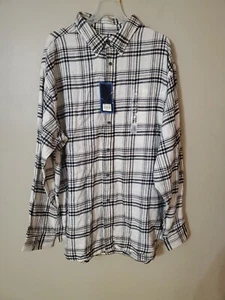 Croft And Barrow 2XL Flannel Long Sleeve Button Up Collared Shirt White #2072 - Picture 1 of 5
