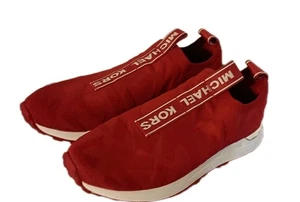 Michael Kors Women's Sneaker Red Bodie MK Logo Trainer Sz 8.5-9 Slip On - Picture 1 of 7