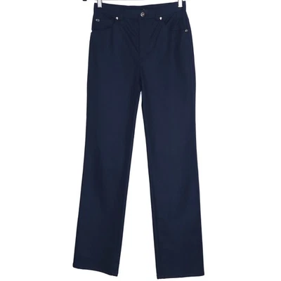 Jeans feminino casual ESCADA cintura alta perna reta azul marinho 5 bolsos 34/4 - Imagem 1 de 4