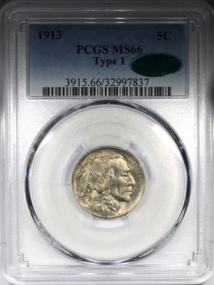 1913 Type 1 Buffalo Nickel PCGS MS66 CAC Uncirculated Gem Quality 5C - Image 1 of 4