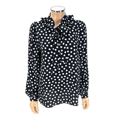 Blusa Top KATE SPADE Cloud Dot Volantes Para Mujer TALLA PEQUEÑA Coño Lazo NUEVA Foto 1 de 4