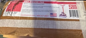 Square Scrub 14" x 20" Red Driver Floor Maintenance Pads 5 P1420RED - Picture 1 of 2