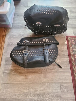 2000-2017 OEM Harley-Davidson Heritage Softail Studded Leather Saddlebags - Image 1 of 4
