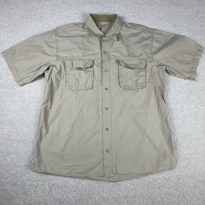 Eddie Bauer Short Sleeve Shirt Mens Large Beige Outdoor Hiking Hunting Button Up - Image 1 of 4