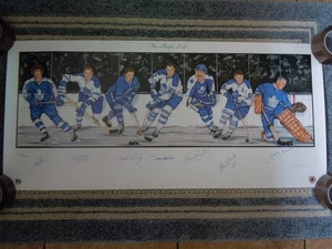 THE MAPLE LEAFS LITHOGRAPH (7) AUTOGRAPHS 39" x 18" TORONTO MAPLE LEAFS - Picture 1 of 7