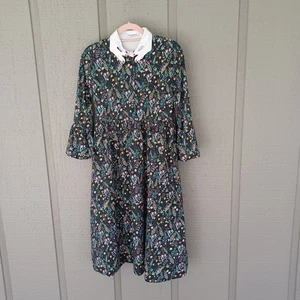 Vivetta Floral Printed Hand Collar Midi Dress Women Feminine Flare Sleeve Pocket - Picture 1 of 12