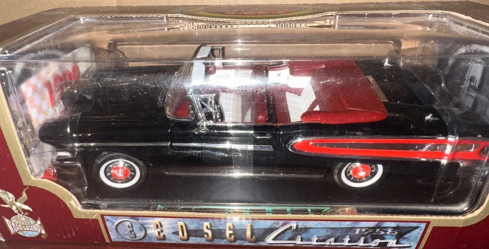 Road Legends 1/18 1958 Edsel Citiation Black/Red Convertible #92298 #755* - Image 1 of 1