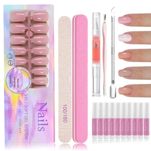 150 Pcs Falsche Nägel Zum Aufkleben Kit - Fake Nails für Frauen (Square Five Col - Bild 1 von 1