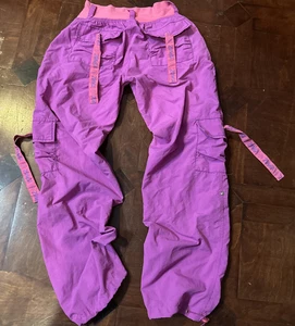 Zumba Cargo Pants Womens SMALL DARK PINK, PINK Waist Drawstring Dance Fitness - Picture 1 of 10