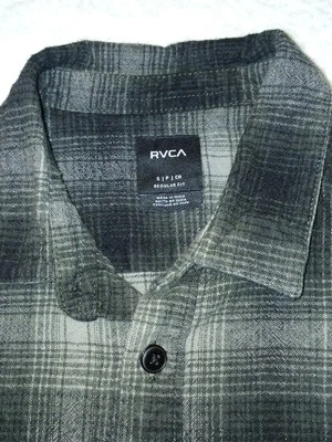 Camisa de franela manga larga RVCA talla pequeña ajuste regular negra/gris Foto 1 de 4
