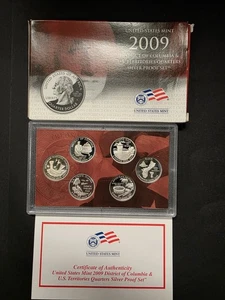 2009 S US SILBER DC & US Territories Quarter Proof Set in OVP mit COA  - Bild 1 von 3