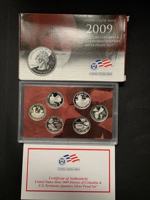 2009 S US SILVER DC & US Territories Quarter Proof Set in Original Box w/COA  - Image 1 of 3