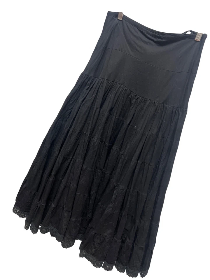 Maxi falda Guess Vintage Y2K de algodón negro en capas Foto 1 de 4