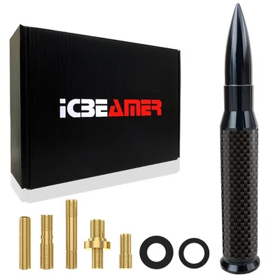 ICBEAMER Antena Bala Negra 5.5" 50 Cal con Acabado Fibra de Carbono Foto 1 de 4